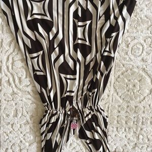 Brown/white swim suit cover